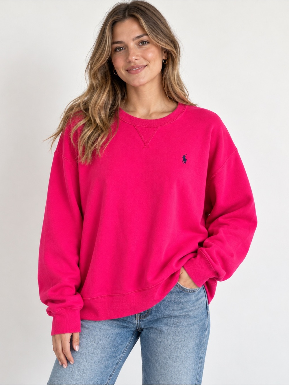 Polo Ralph Lauren Pink Oversized Crewneck Sweatshirt Women’s Size L